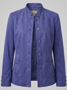 TanJay Purple Velvet Purple blue Women's Casual Office Blazer Size 8